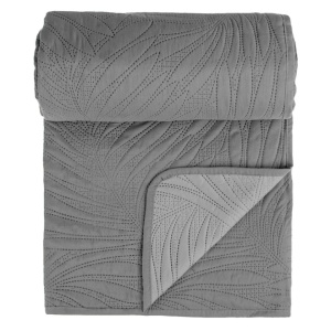 Cuvertura cu doua fete, dimensiune 160x230 cm, model Frunze Gri - Img 2