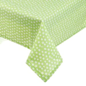 Fata de maxa textila, dimensiune 240x140 cm, Verde cu buline albe - Img 1