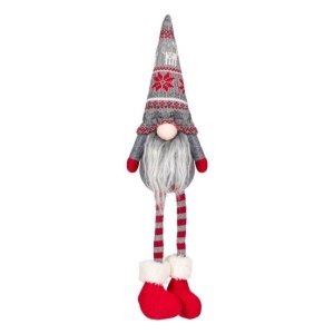 Figurina decorativa de Craciun, dimensiune 13x8x35 cm, Gnome cu haina gri