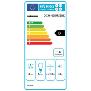 Hota incorporabila decorativa Heinner DCH-650RGBK, Putere absorbtie 594.5 m3/h, Iluminare LED, Clasa B, 60 cm, Front sticla neagra - Img 2