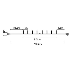 Instalatie de lumini cu 180 de becuri LED Alb Cald, Cablu Transparent Extensibil, 12.05 m, IP44 - Img 2