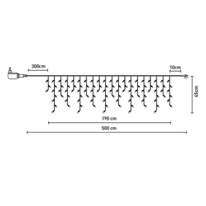 Instalatie de lumini LED tip perdea, lumina multicolora, 100 becuri, dimensiune 500 x 45 cm, extensibila, IP 44 - Img 3