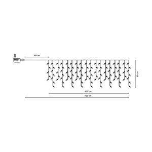 Instalatie de lumini LED tip perdea, lumina rece, 288 becuri, dimensiune 900 x 60 cm, programabila, IP 44. - Img 6