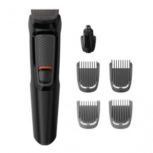 Kit de ingrijire 6 in 1 Philips Multigroom MG3710/15, fara fir, Lame cu ascutire automata, 4 piepteni, Negru