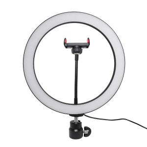 Lampa circulara Ring Light, diametru 12", lumina calda/rece, telecomanda pe fir, suport telefon, trepied reglabil - Img 5