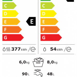 Masina de spalat rufe slim cu uscator Heinner HWDM-M814IVKB, Spalare 8 kg, Uscare 6 kg, 1400 rpm, Clasa B, Motor Inverter, Display LED, Control Touch, Alb - Img 2