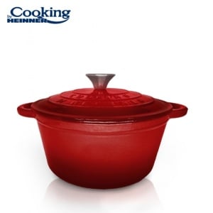 Oala cu capac Cooking by Heinner Red Line, fonta emailata, 20 x 10 cm, 2.4 L, HR-KN-C24