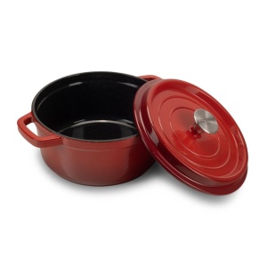 Oala fonta emailata, diametru 28 cm, adancime 13 cm, greutate 6.5 kg, interior antiaderent, capacitate 6l, Hausberg H748 - Img 3