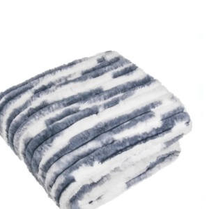 Patura din imitatie de blana, dimensiune 160x130 cm, Albastru/Alb - Img 2