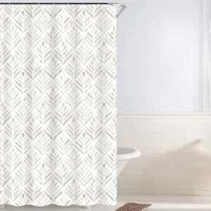 Perdea dus din PEVA, dimensiune 180x180 cm, prindere cu 12 inele, model Frunze Aurii