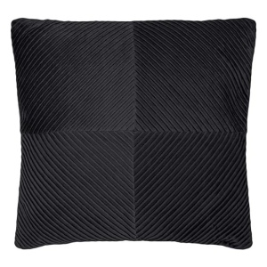 Perna decorativa catifelata, dimensiune 45x45x12 cm, dungi reliefate, Neagra - Img 3