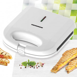 Sandwich maker HEINNER SWAN SM-K750FGWH, 750w, capacitate 2 sandwich-uri, placi antiadezive fixe tip grill, alb - Img 4