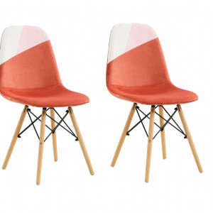 Set 2 scaune stil scandinav, 52x47x82 cm, Coral