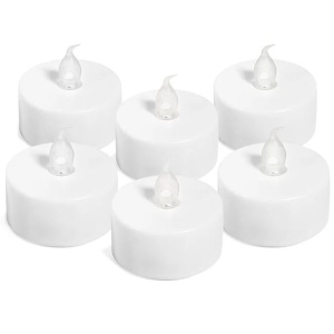 Set 6 lumanari decorative LED cu lumina alba, dimensiune 4x4 cm, functioneaza cu 2 baterii LR44 - Img 1