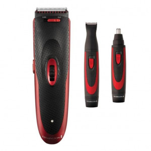 Set de tuns 3 in 1 Remington HC905, Aparat de tuns, Trimmer, Aparat de tuns de precizie, Acumulator, 45 min, Negru/Rosu