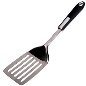 Spatula metalica perforata cu maner din cauciuc, dimensiune 32 cm