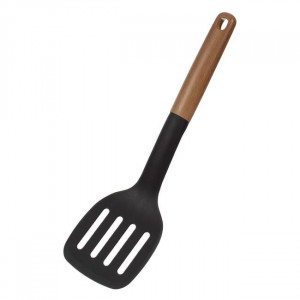 Spatula perforata din plastic cu maner imitatie lemn, lungime 32 cm