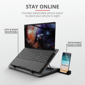 Stand/Cooler notebook Trust GXT 1125 Quno, max 17.3 inch, 5 ventilatoare, suport de telefon detasabil - Img 6