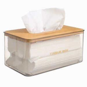 Suport pentru servetele, dimensiune 21.5x13x10 cm, capac din bambus
