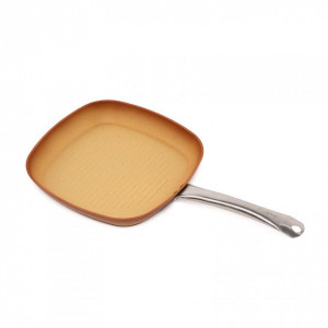 Tigaie grill aluminiu forjat, acoperire non-stick marmorata, 28 x 4 cm, baza inductie, Brazil BET-ERH28GR - Img 1