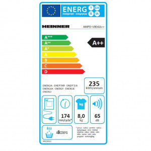 Uscator de rufe cu pompa de caldura Heinner HHPD-V804A++, 8 kg, 15 Programe, Display LED, Baby Care, Clasa A++, Alb - Img 5