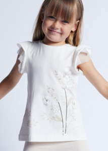 Set fete pantalon si bluza alb bej Mayoral