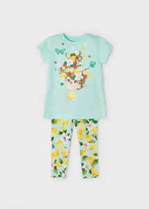 set vara fete bumbac sustenabil, bluza si colanti model lamai - producator Mayoral