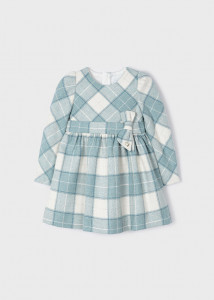 Rochie bleu in carouri cu fundita - Img 2