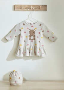 Set rochie si caciulita cu buline - Img 1