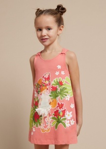 Rochie bumbac imprimata roz - Img 1