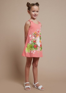 Rochie bumbac imprimata roz - Img 2