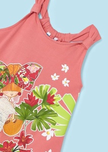 Rochie bumbac imprimata roz - Img 3