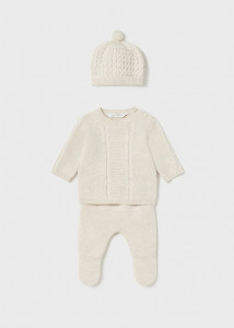 Set tricot bumbac organic 3 piese bej B - Img 1
