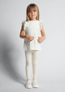 Set fete pantalon si bluza alb bej Mayoral