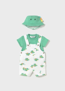 set salopeta verde cu dinozauri - Img 2