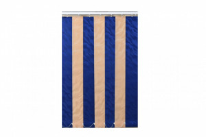 Szalagfüggöny, textil lamellas árnyékoló függöny két szín 127mm - Beata 9604/9618 krém/kék - Img 1