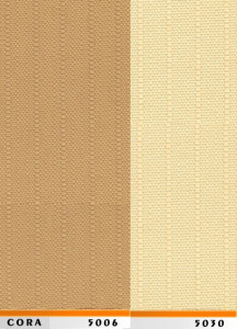 Szalagfüggöny, textil lamellas árnyékoló függöny két szín 127mm - Cora 5006/5030 bézs / krém