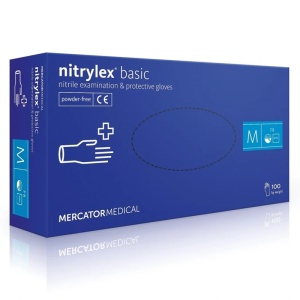Mănuși nitril nepudrate Nitrylex Basic albastre 100 buc