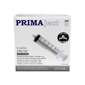 Seringi PC 5 ml Luer Lock PRIMA 100 buc de unică folosință