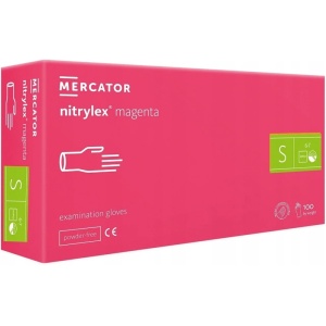 Mănuși nitril nepudrate cu colagen Nitrylex Magenta 100 buc