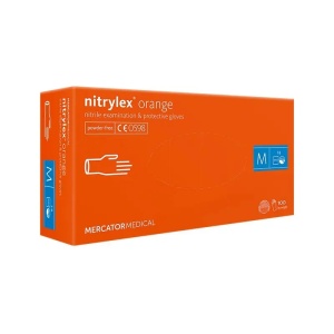 Mănuși nitril nepudrate Nitrylex Orange portocalii 100 buc