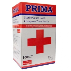 Comprese sterile tifon Prima 5x5 cm 12 straturi 100 buc