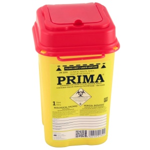 Recipient din plastic pentru deșeuri înțepătoare-tăietoare ADR 1L