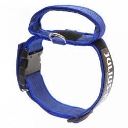 Zgarda din nylon, pentru caini Julius K9 cu maner si siguranta, Albastru