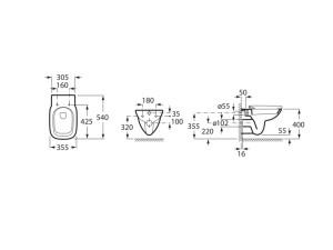 PACKET COMPLET DEBBA SQUARE - Vas WC suspendat, Rimless® + REZERVOR INCASTRAT - Img 2