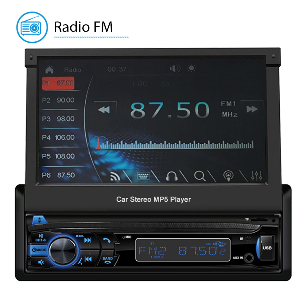 Mp5 Player Auto 1 DIN Techstar® 7100, Ecran Retractabil 7 Inch