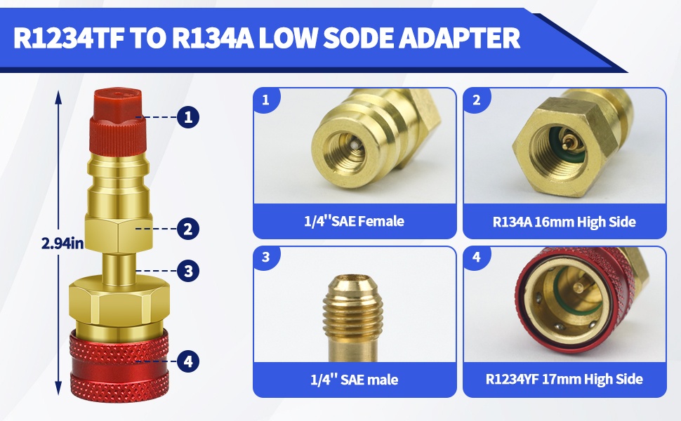 「RT-212472 Adaptor rapid R1234yf la R134a Techstar set 2 cuple AC auto