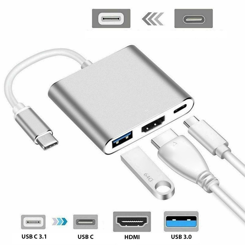 Adaptor multifunctional 3 in 1 USB-C la HDMI Techstar® DJ3IN1