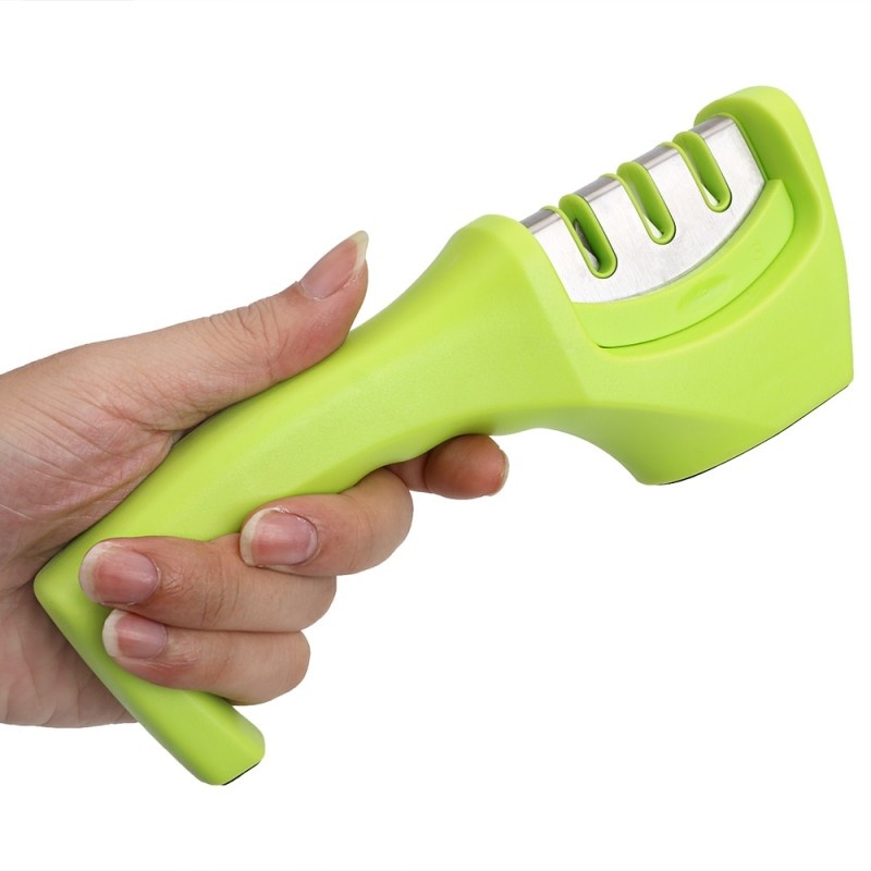 Aparat Pentru Ascutit Cutite Knife Grinder cu Maner Anti Alunecare 3 Nivele Verde