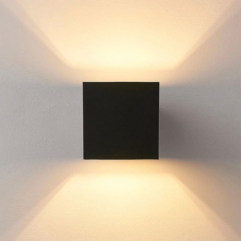 Aplica LED de perete Interior/Exterior Techstar®, Putere 6W, Culoare Lumina 3000K, 600 lm, 10x10 cm, IP 65, Negru - 2 | YEO